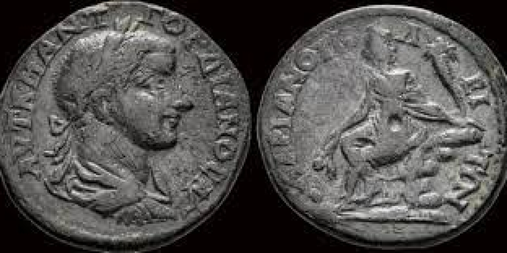 Thrace Hadrianopolis Gordian III AE tetrassarion Tyche seated
