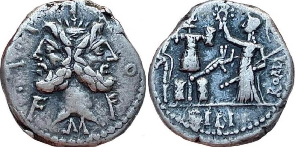 Denarius 120 BC M. FURIUS L.F. PHILUS Very Fine