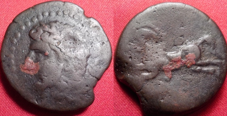KINGDOM OF NUMIDIA, Micipsa, . Bearded bust, Horse galloping left
