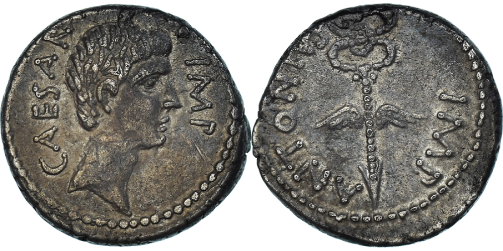 Mark Antony & Octavian, Denarius, 40-39 BC, Military mint in Gaul