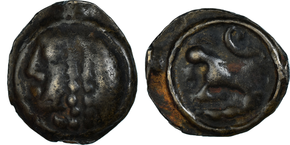 Coin, Sequani, Potin à la grosse tête et bandeau orné, 1st century BC