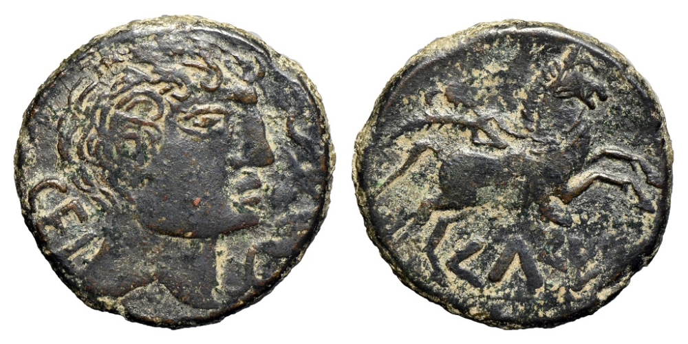 KELSE. Æ. As. Rider with palm. Pompeian issues