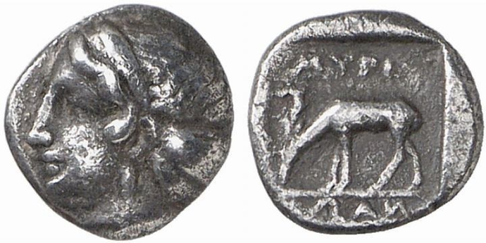 Myrina, Aeolis, AR Diobol