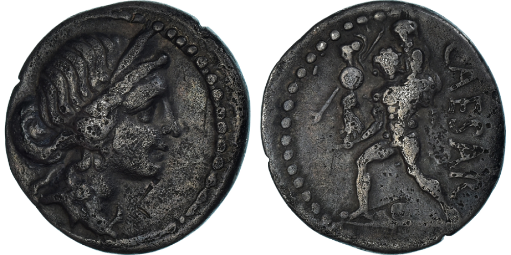 Coin, Julius Caesar, Denarius, 47-46 BC, Rome,