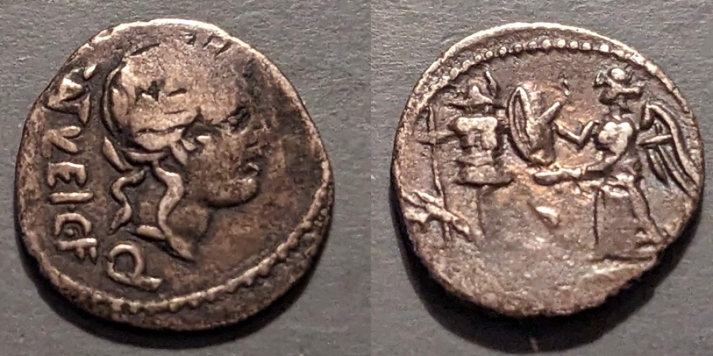 Roman Republic silver quinarius. Egnatuleia, 97 BC
