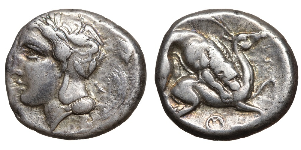 LUCANIA Velia 440/35-400 BC AR Nomos iridescent toning