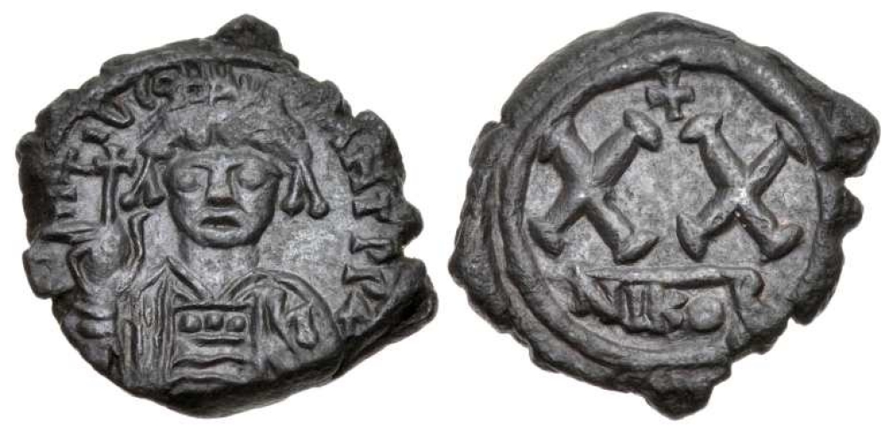 Tiberius II, AE half- follis, Nicomedia
